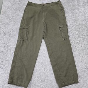 Tommy Bahama Pants Mens 35‎ (Fits 33x27.5) Green Cargo Relaxed Fit Silk Beach